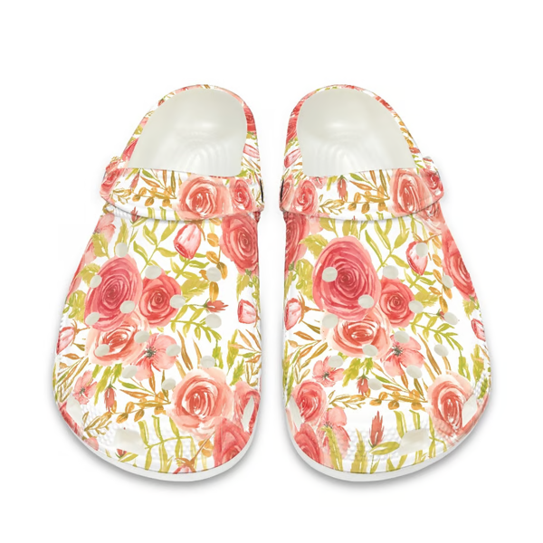 exclusive rose pattern classic clogs easy to clean revrh