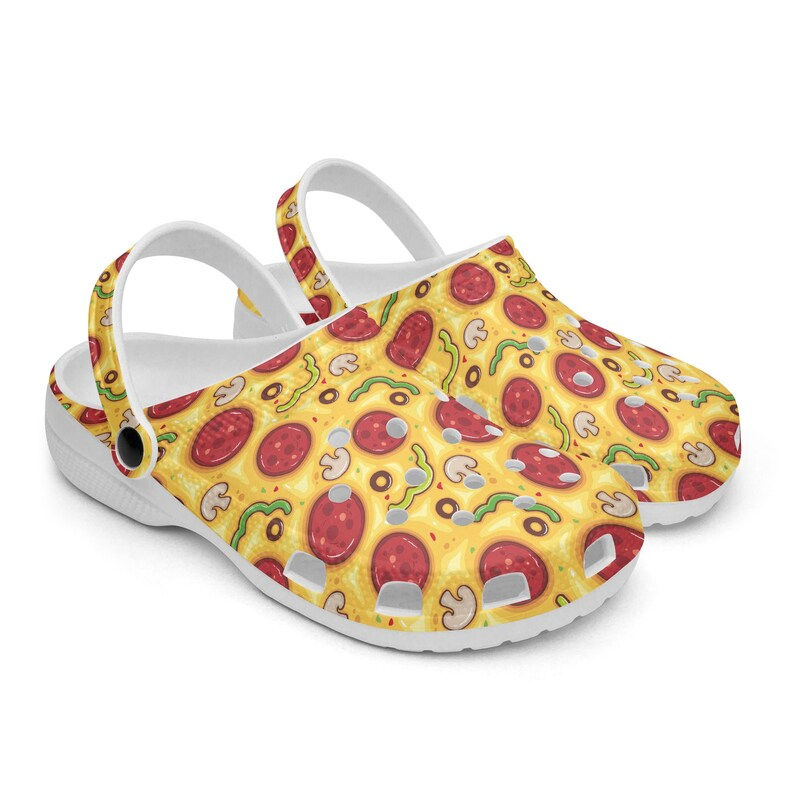 fluffy pizza classic adult yellow pattern clogs ad1j9