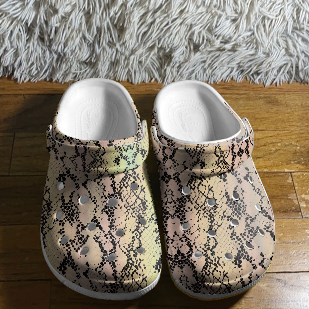 fuzzy design of snakeskin rare color unisex clogs for animal lovers zwmup