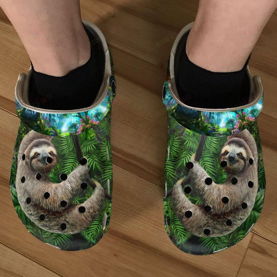 hanging sloth in the forest green clogs best gift for animal lovers e5hxv