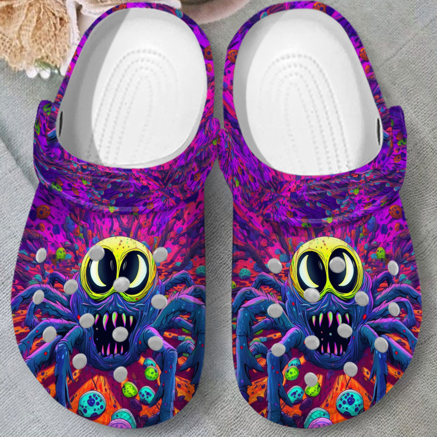 horror spider colorful attractive tie dye unisex adult clogs with safety sandals lxaus