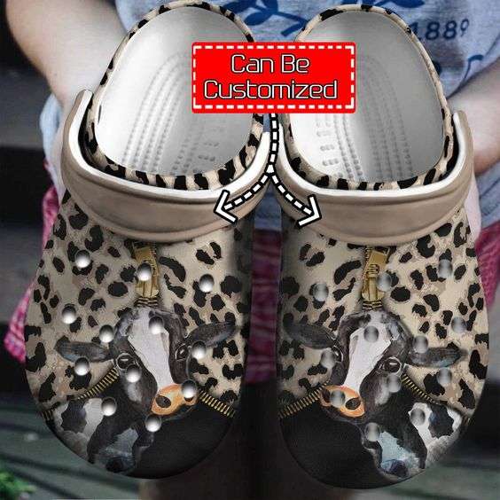 leopard 3d printed cow brown adult clogs rmnrf