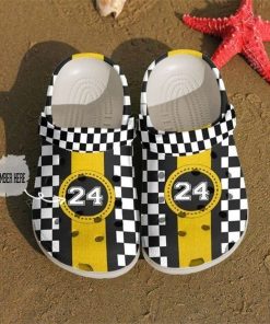 lightweight non slip and customized checkered flag with yellow clogs easy to clean nhixd