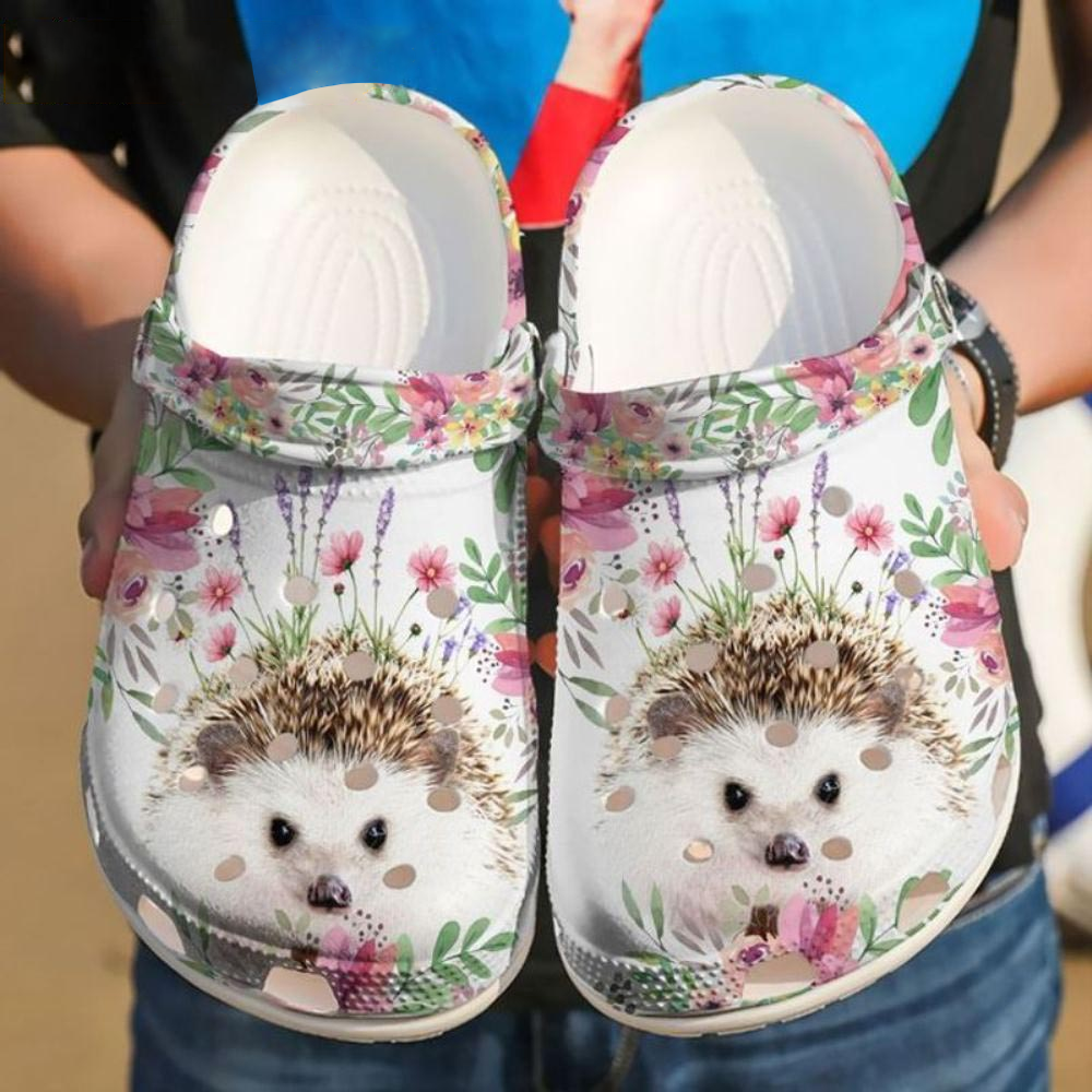 lovely design hedgehog %26 flowers vintage adult white clogs z0q2a