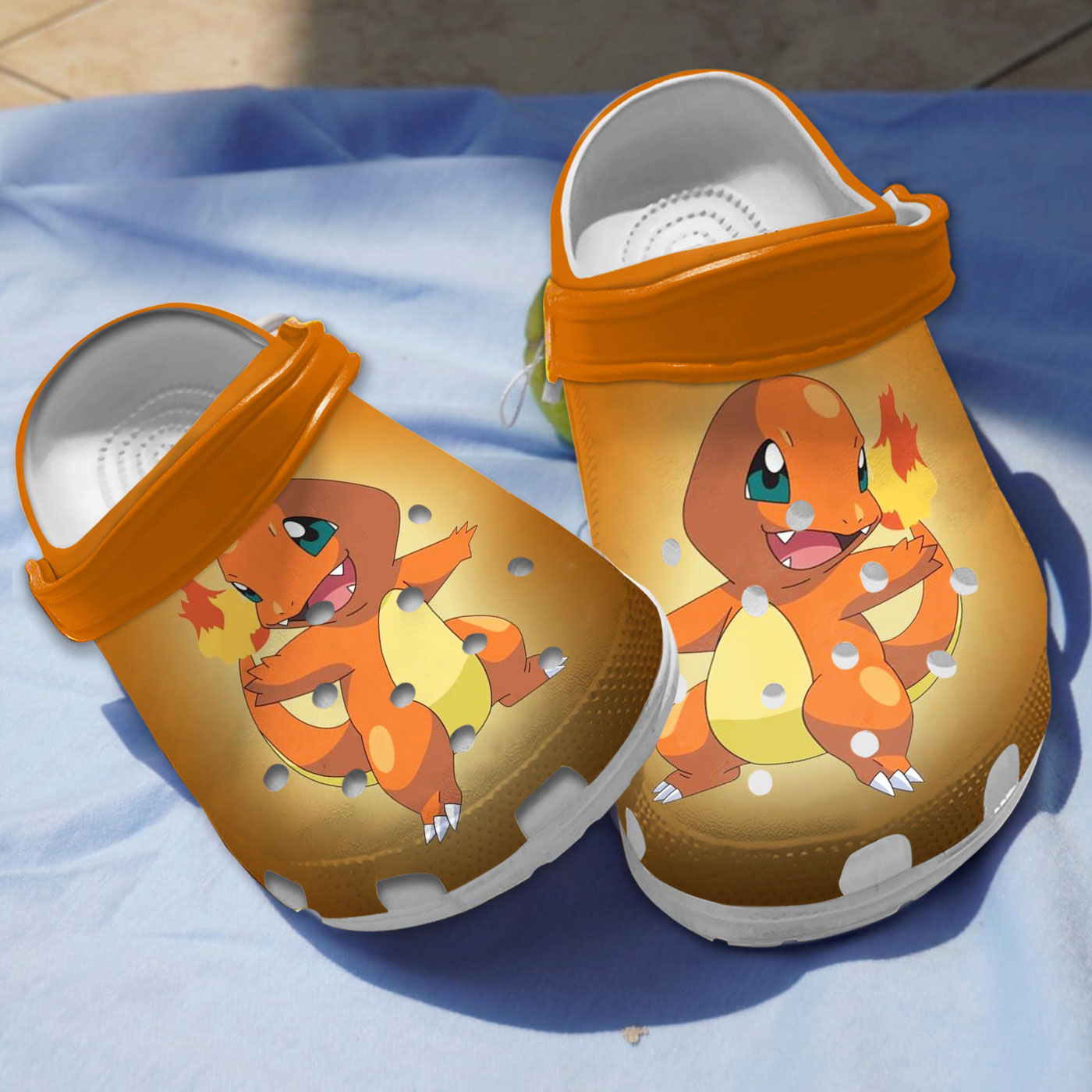 orange breathable pikachu game cartoon clogs 75dzm