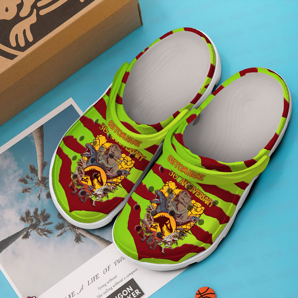 personalized 30th jurassic park movie clogs soft and durable clogs for men and women pfwzg