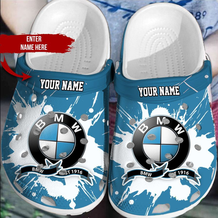 personalized bmw white tie dye blue exclusive clogs fhsmu