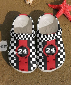 personalized breathable and durable checkered flag clogs order now for a special discount fb2yr