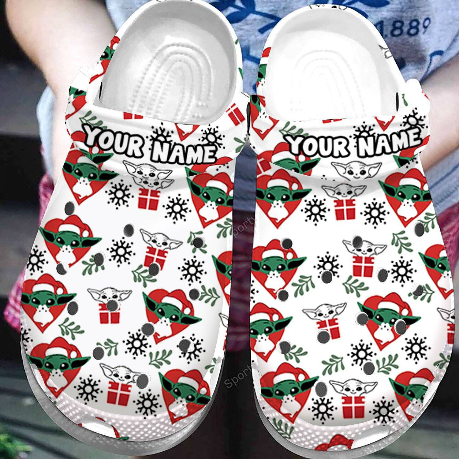 personalized cute baby yoda with the gift unisex christmas clogs mk2ob