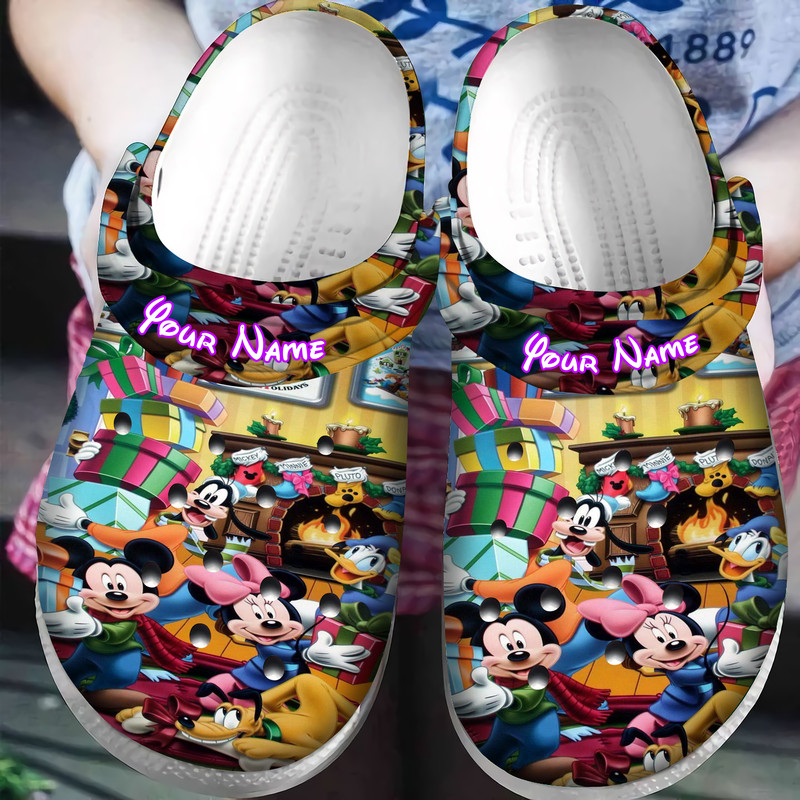 personalized cute mickey mouse %26 friends unisex christmas clogs n7twr