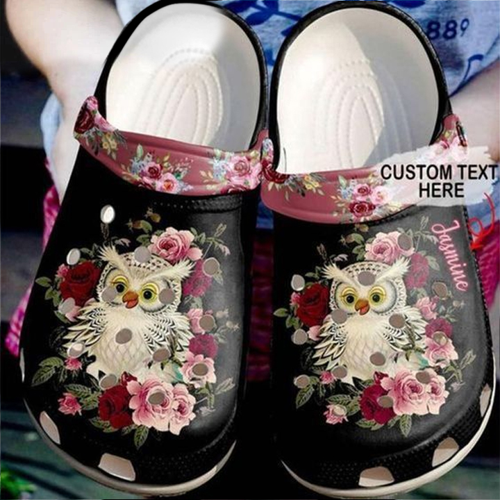 personalized design owl with roses comfortable clogs for you vffhh