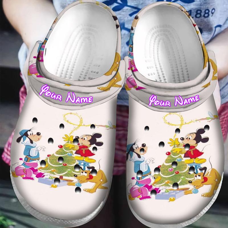 personalized disney characters with the christmas tree adult clogs for christmas holiday 8khrd