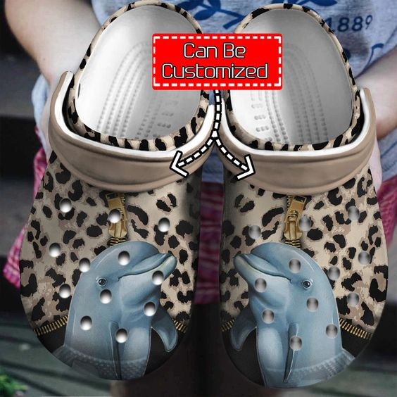 personalized dolphin leopard pattern adult clogs h7ros