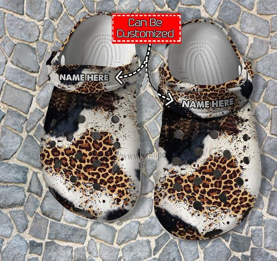 personalized leopard cow skin mix classic durable clogs for you a9yc3