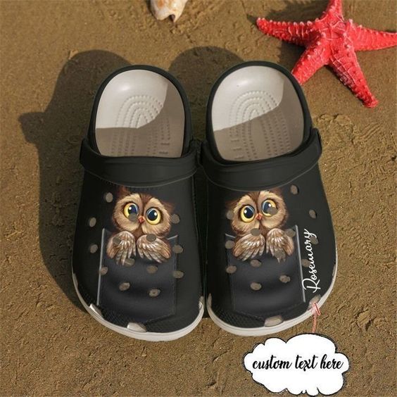 personalized owl classic black clogs for adult iqded