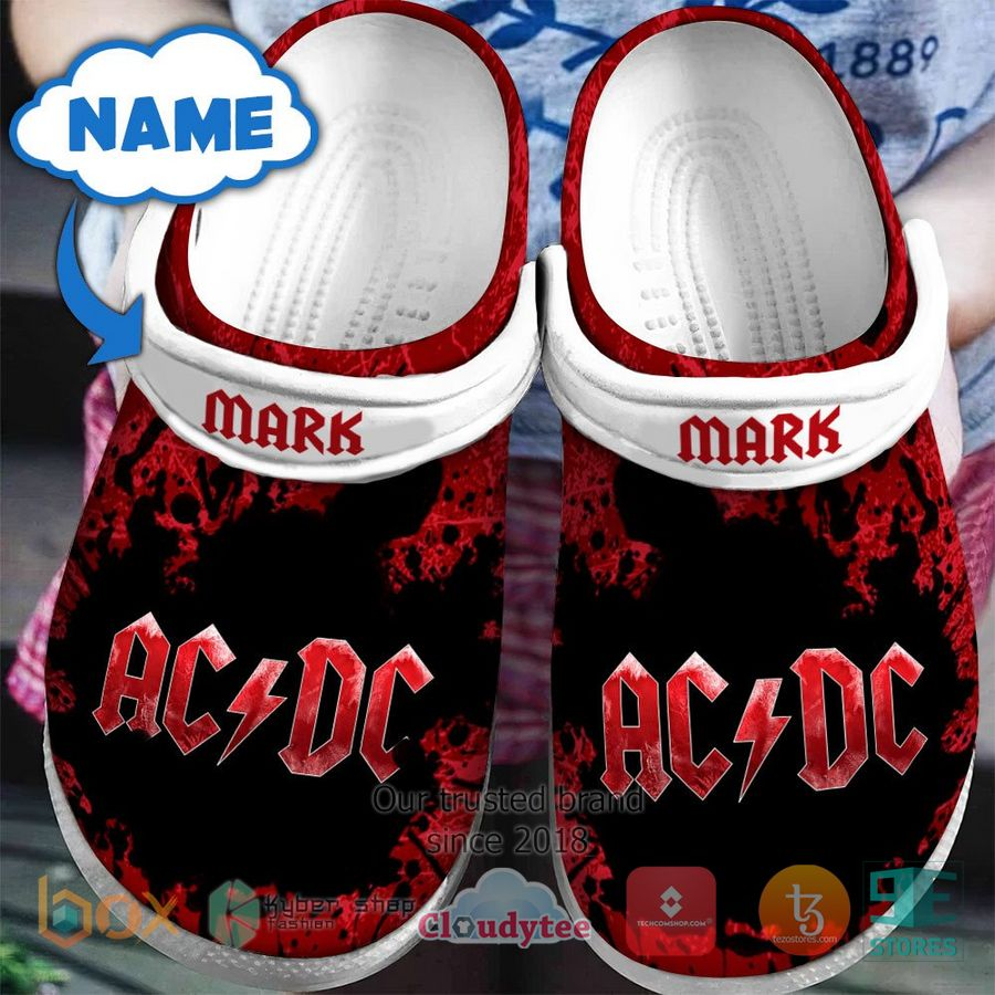 personalized red %26 black acdc classic unisex clogs itwp1