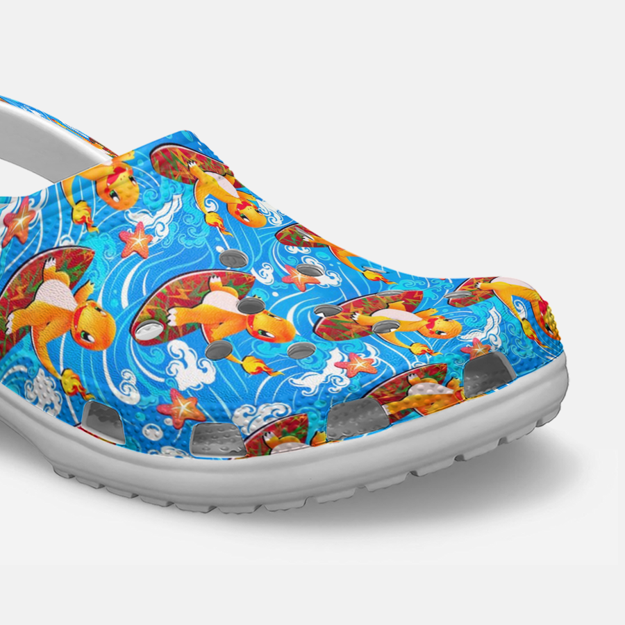 playing charizard with usa flag classic unisex blue clogs vhssv