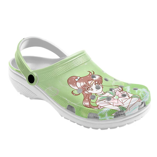 pretty girl sailor moon anime green clogs sweet and cute for outdoor play jn9il