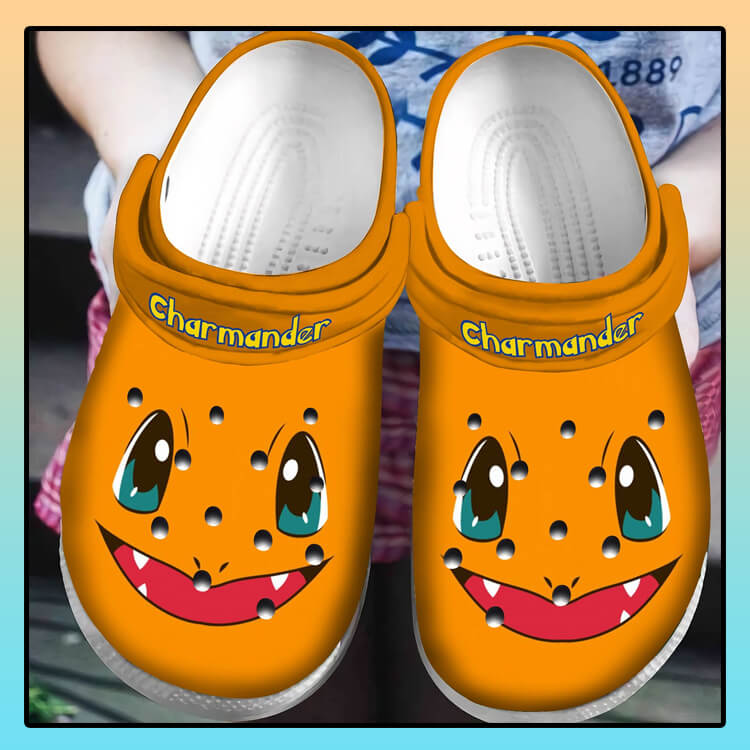 smiling charizard with usa flag classic unisex orange clogs udmnq