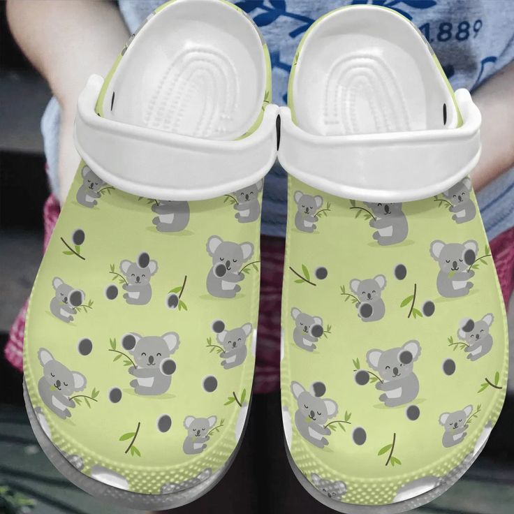 smiling koala %26 plant light green comfortable adult clogs j9sfw