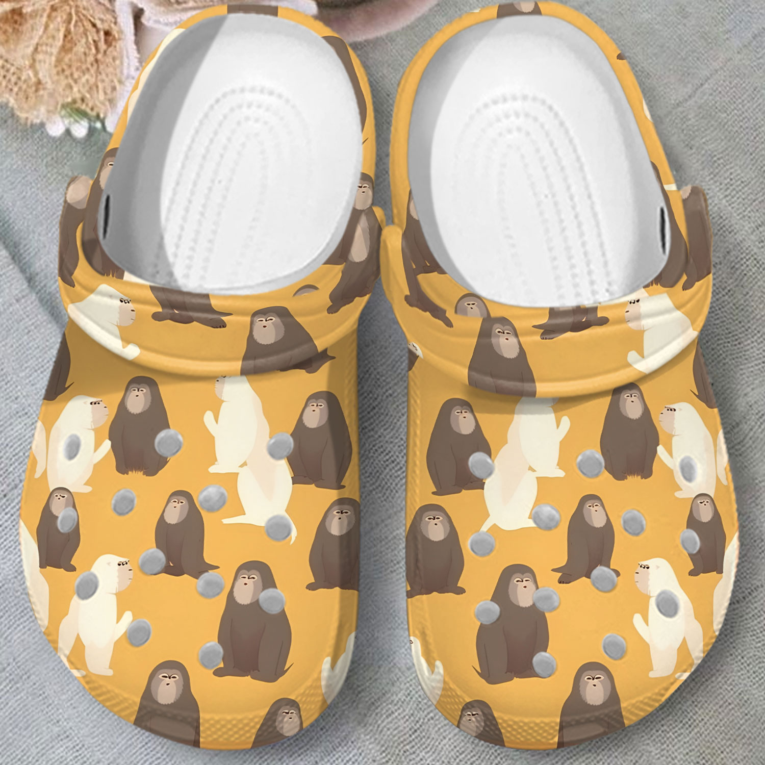 so cute monkey yellow comfort sandals adult clogs wgvyh