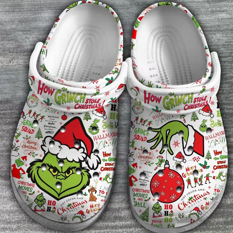 special edition of how grinch stole christmas white clogs durable and lightweight flip flop for your holiday hxnps