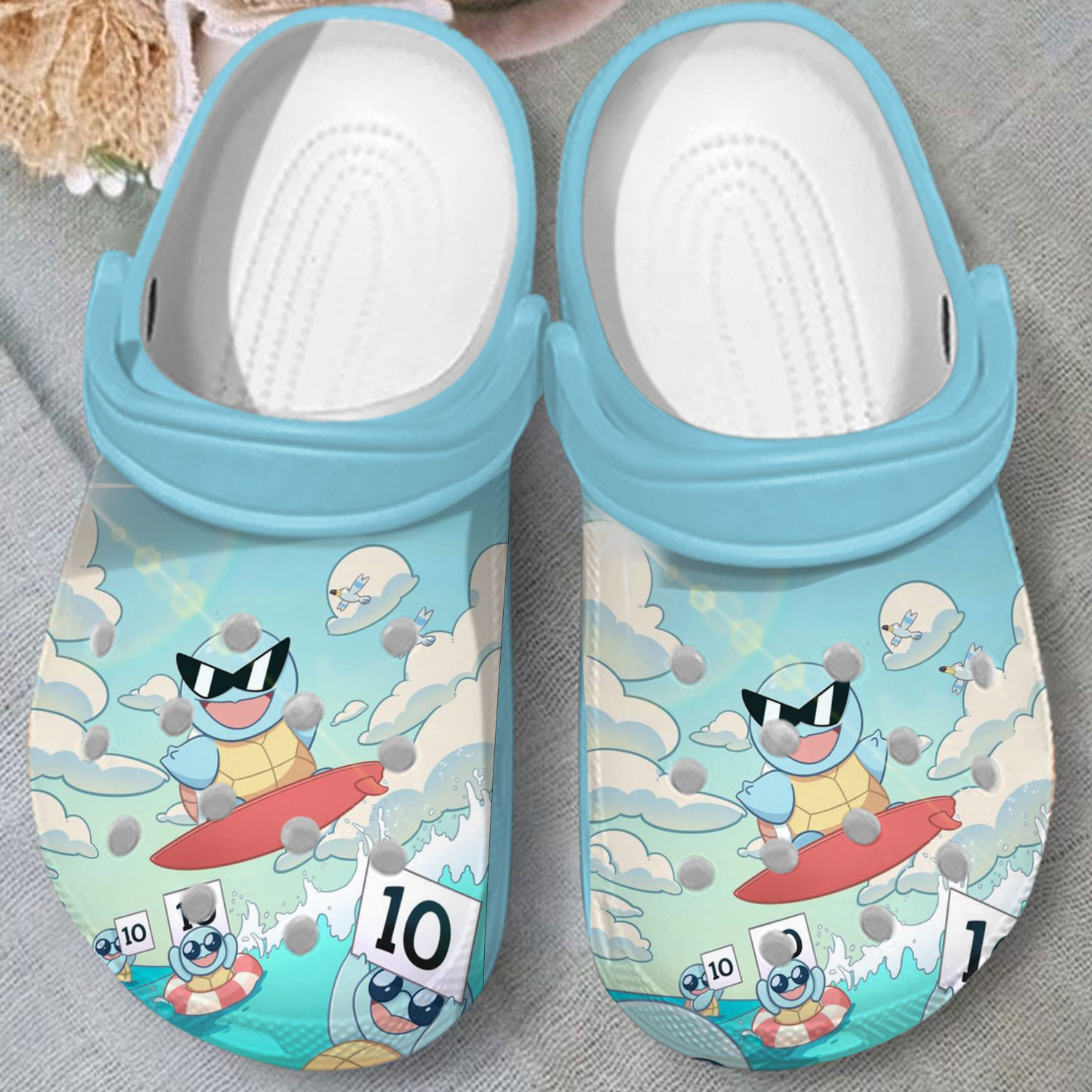 surfing squirtle fluffy unisex clogs for both men and women p5gas