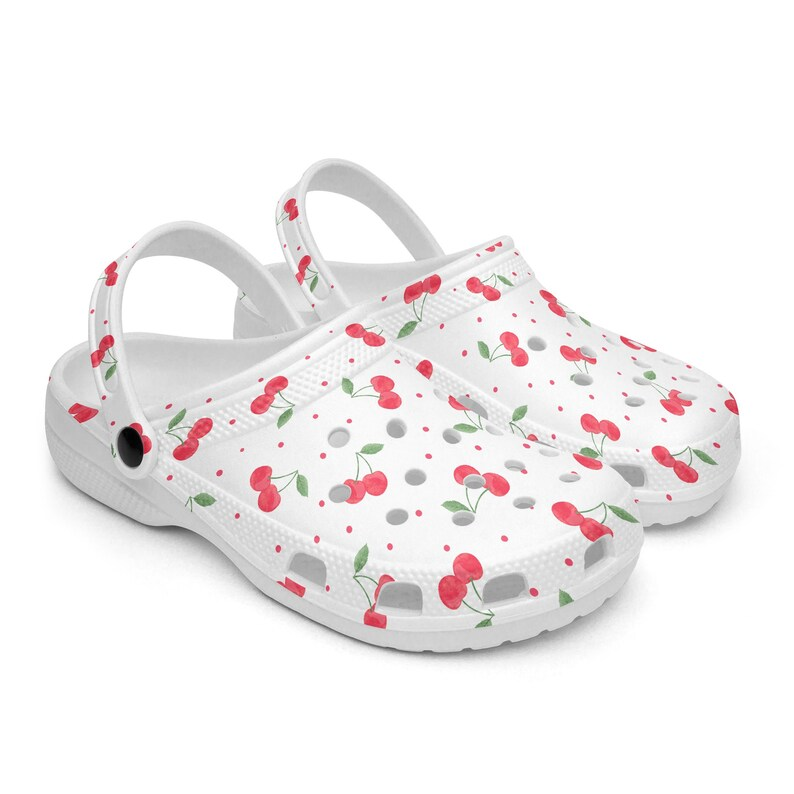 sweet cherries lightweight sandals white unisex clogs gszto