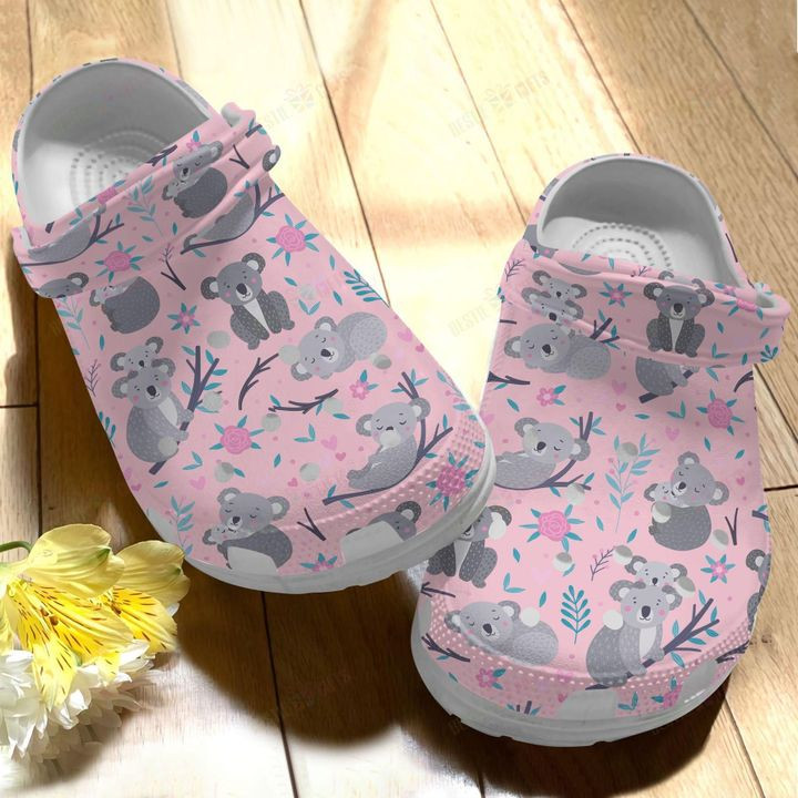 sweet pink koala with flowers classic lined clogs fc7x8