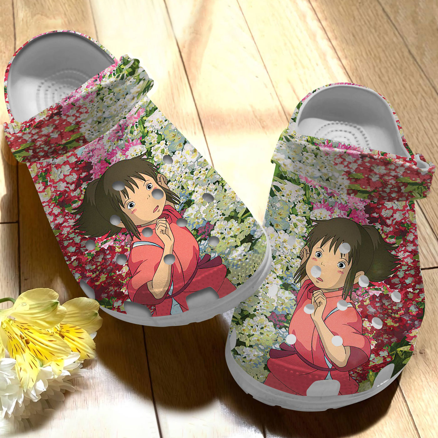 unique design of chihiro spirited away anime clogs colorful floral clogs njkk9