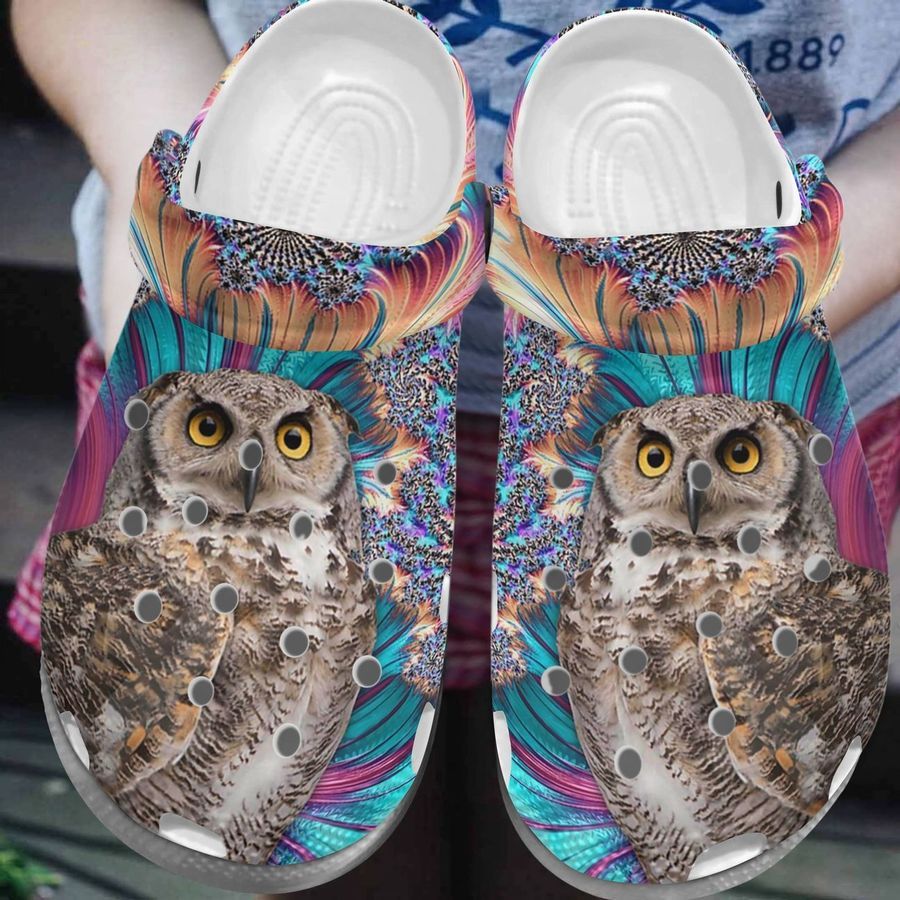 unique owl classic clogs with colorful pattern q5cwc