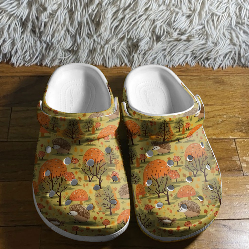 vintage classic clogs hedgehog with plants yellow adult clogs xfrrt