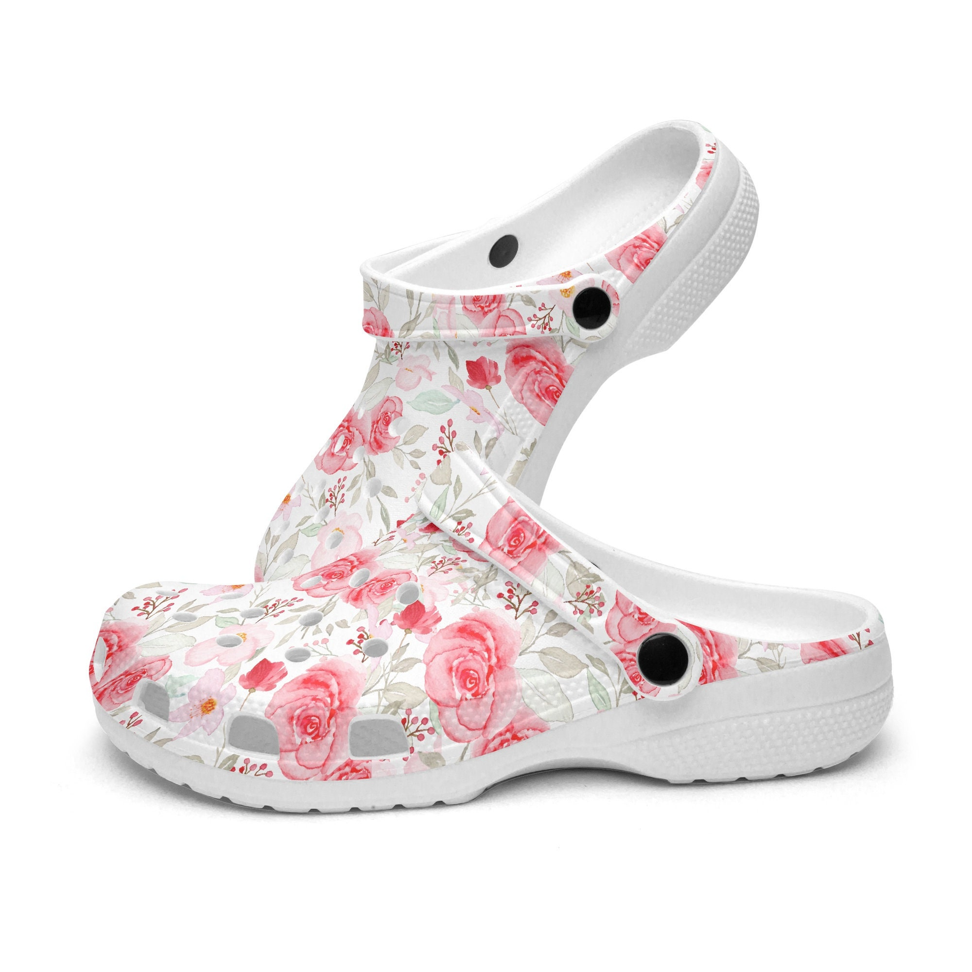 vintage rose comfort sandals white unisex clogs ol2t1