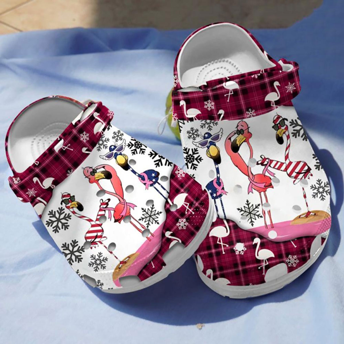 winter snowflake breast cancer awareness flamingo exclusive clogs powoh