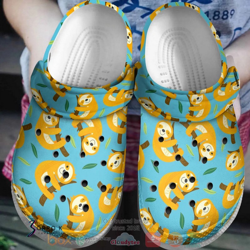 yellow hanging sloth in the forest lightweight blue pattern adult clogs xjhuo