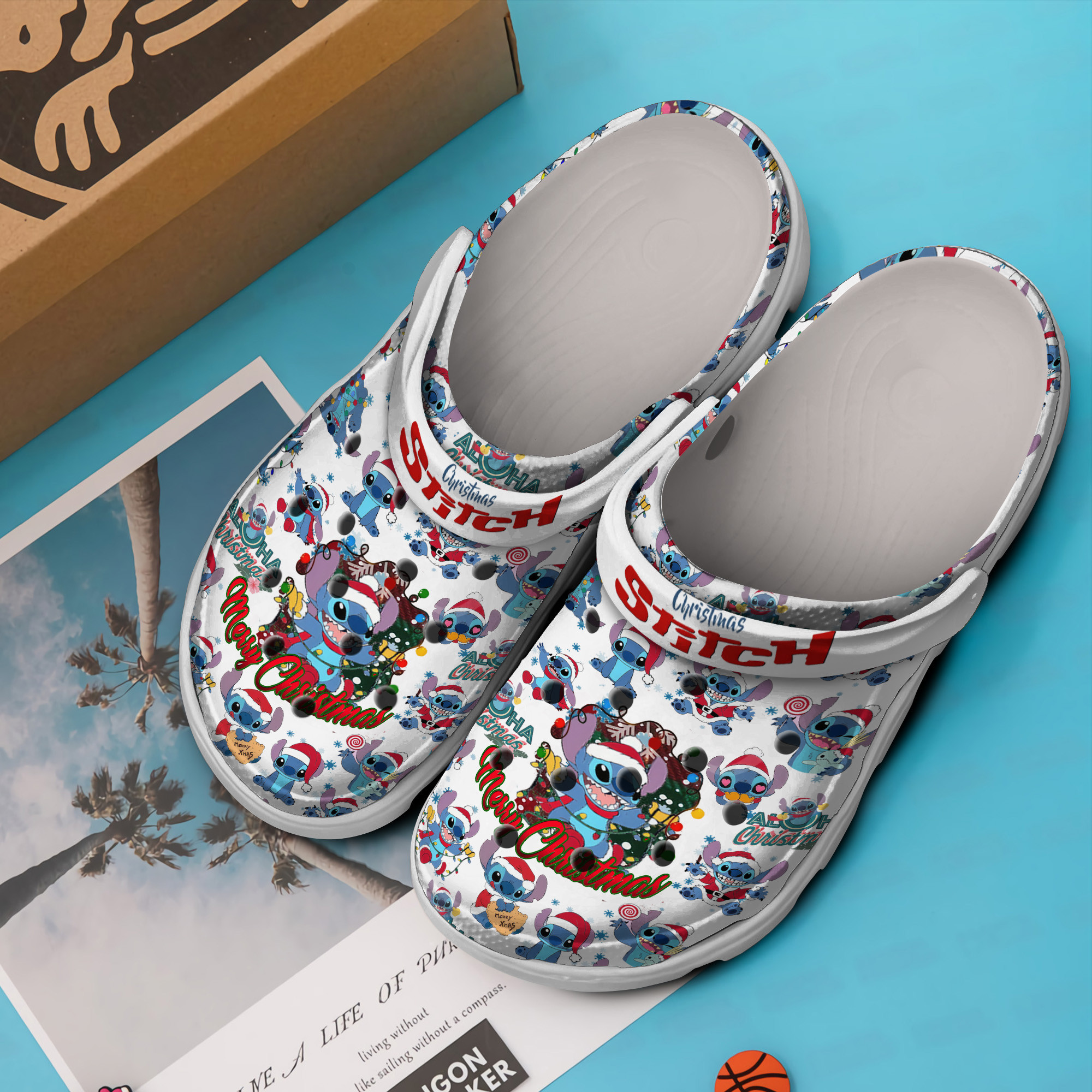 funny christmas stitch unisex white clogs special gift for holiday season 9joid