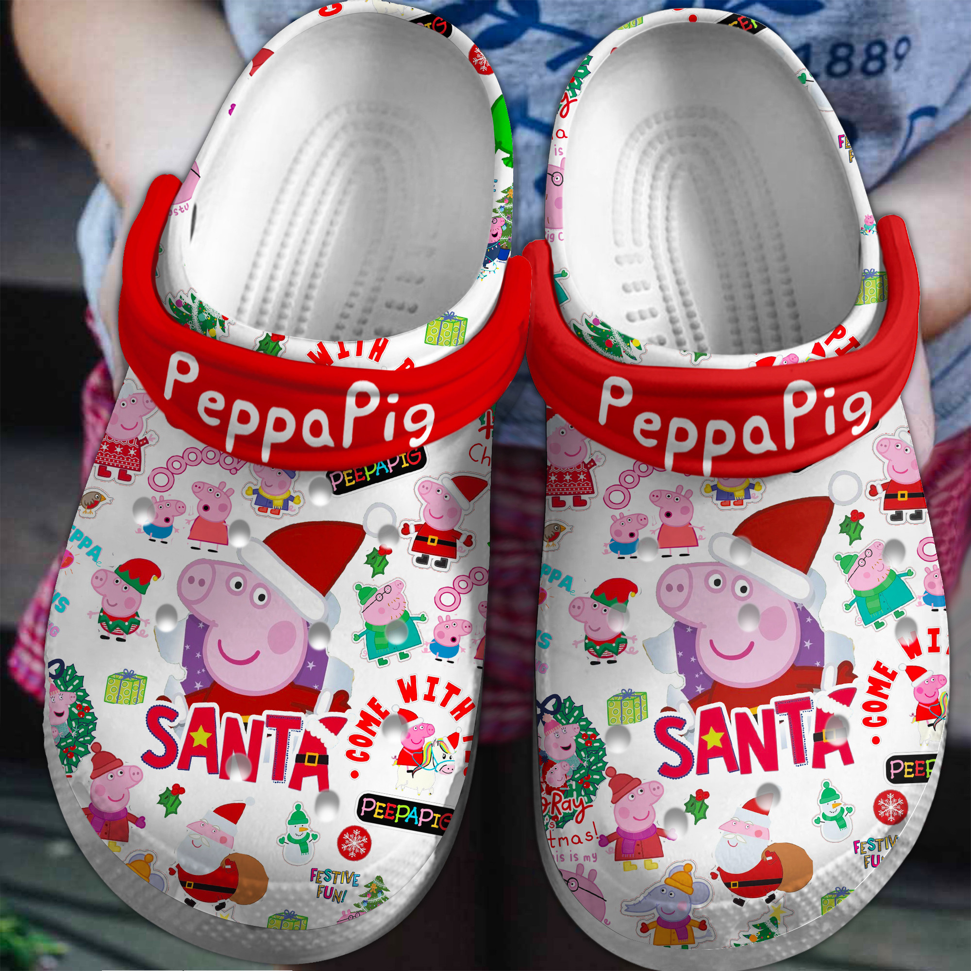 adorable clogs papa pig christmas white clogs cute and safe for men and women w0r4h