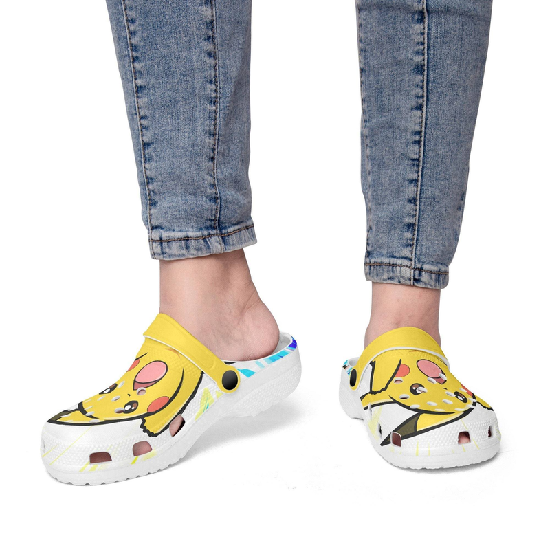 adults funny baby pikachu unisex white clogs size 11 unique and stylish for outdoor activity rqvtq