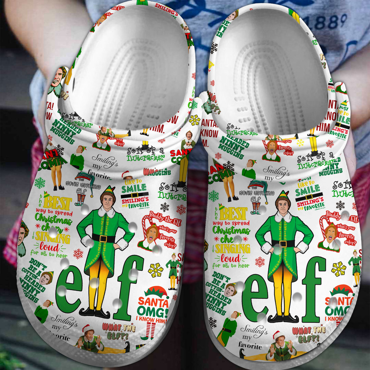 adults non slip and lightweight christmas elf white clogs cute and safe for outdoor play utzk3