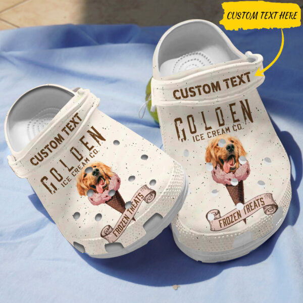 adults pesonalized clogs golden dog ice cream beige clogs size 8 perfect gift for dogs mom and dogs dad divkd