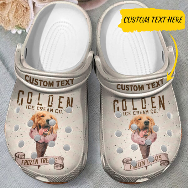 adults pesonalized clogs golden dog ice cream beige clogs size 8 perfect gift for dogs mom and dogs dad lpb15