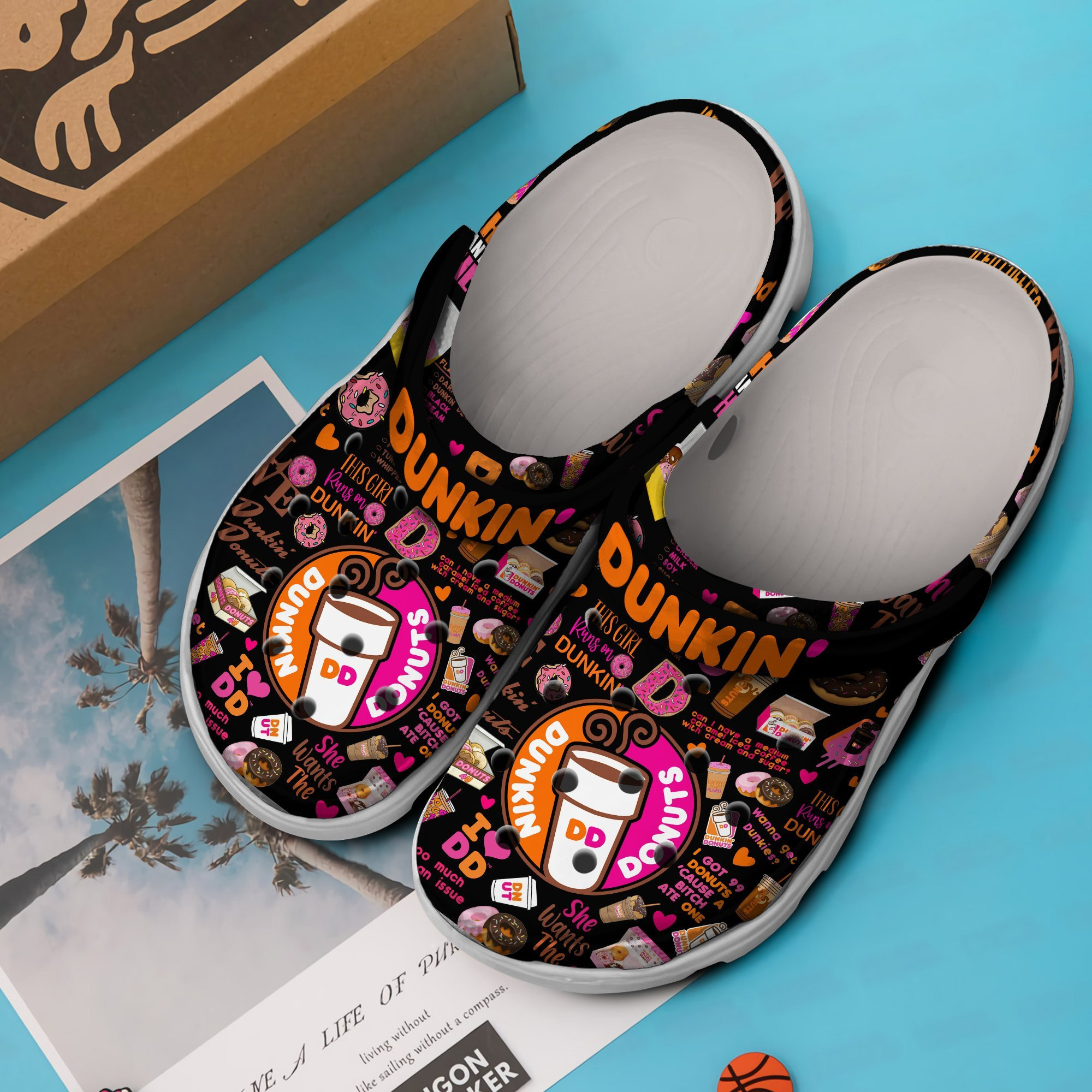 amazing design of pumpkin donut adult black clogs rdagq