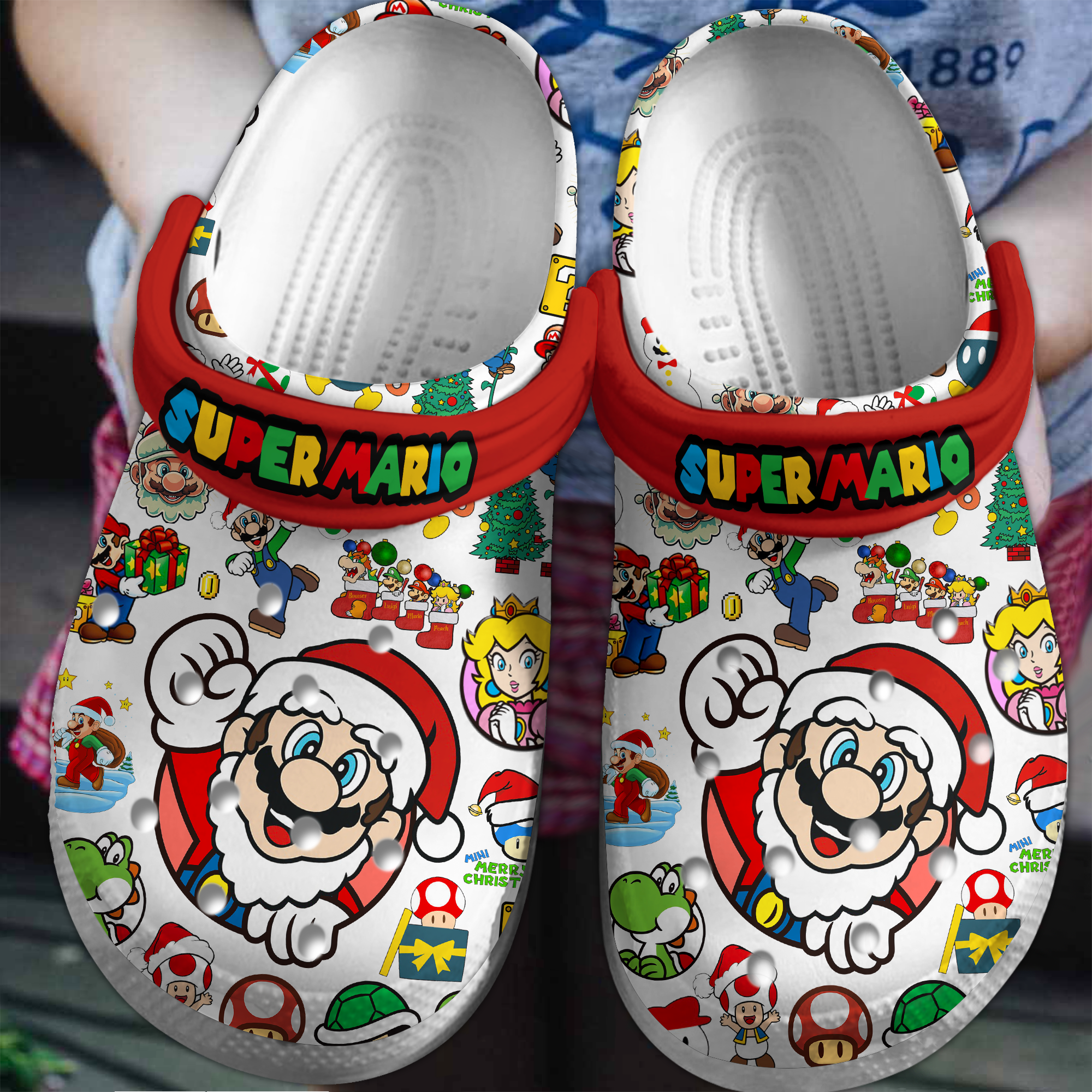 cute super mario christmas vibes unisex clogs funny and safe for outdoor walking qojlo