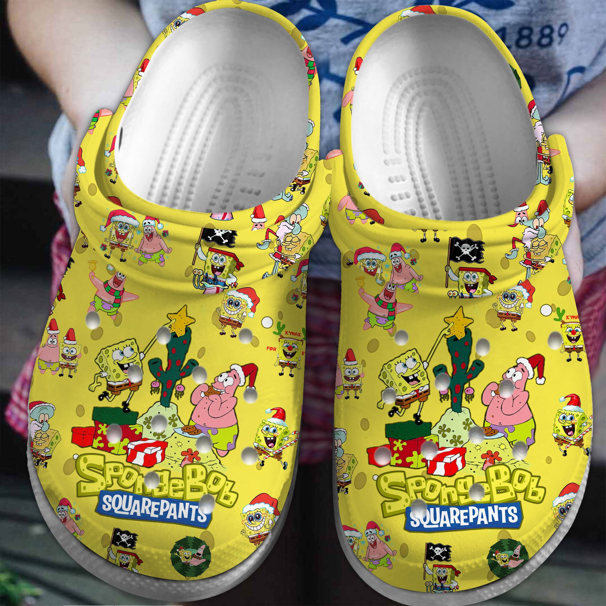 elevate your outfit with our cute spongebob christmas yellow clogs size 8 suitable for both men and women az66c