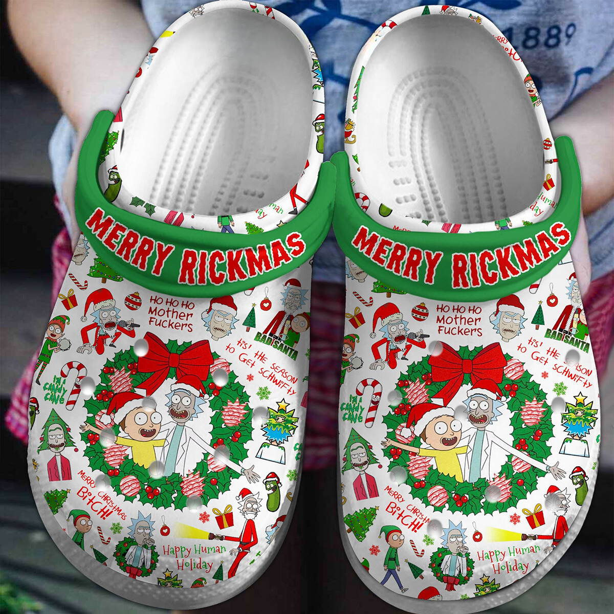 eye catching funny merry rickmas cartoon clogs size 11 perfect for christmas activity 0gfby