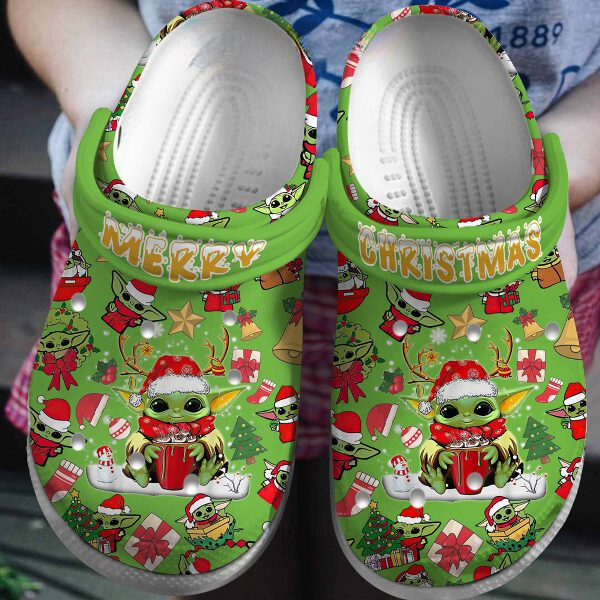 fashionable baby yoda star wars merry christmas unisex green clogs perfect for men and women vijdc