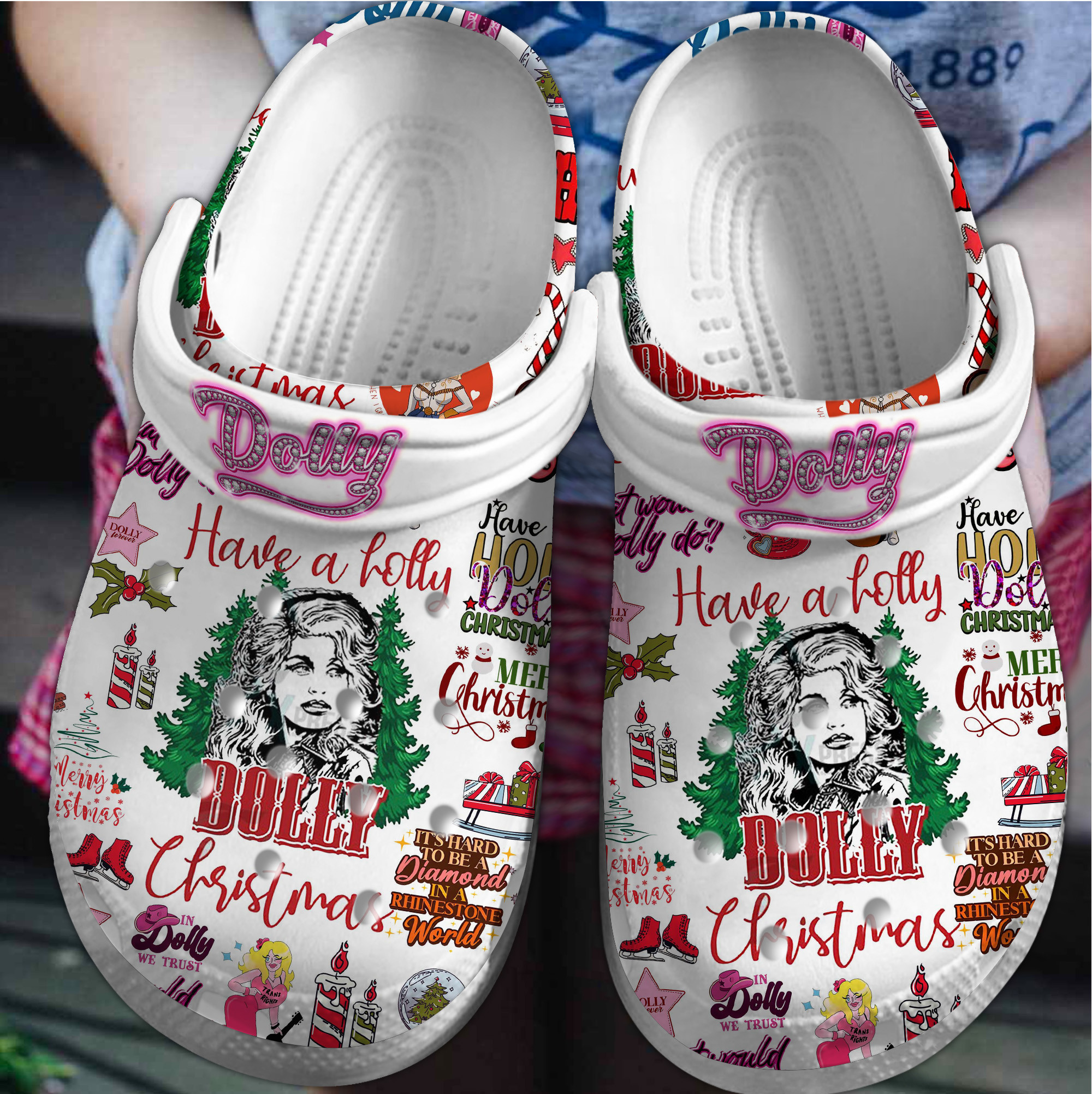 limited edition have a holly christmas singer dolly patron white clogs buy more save more hv5vf