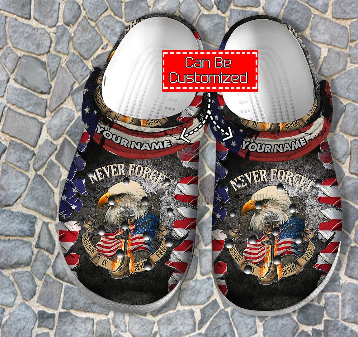 personalized american eagle logo never forget classic clogs f35uh