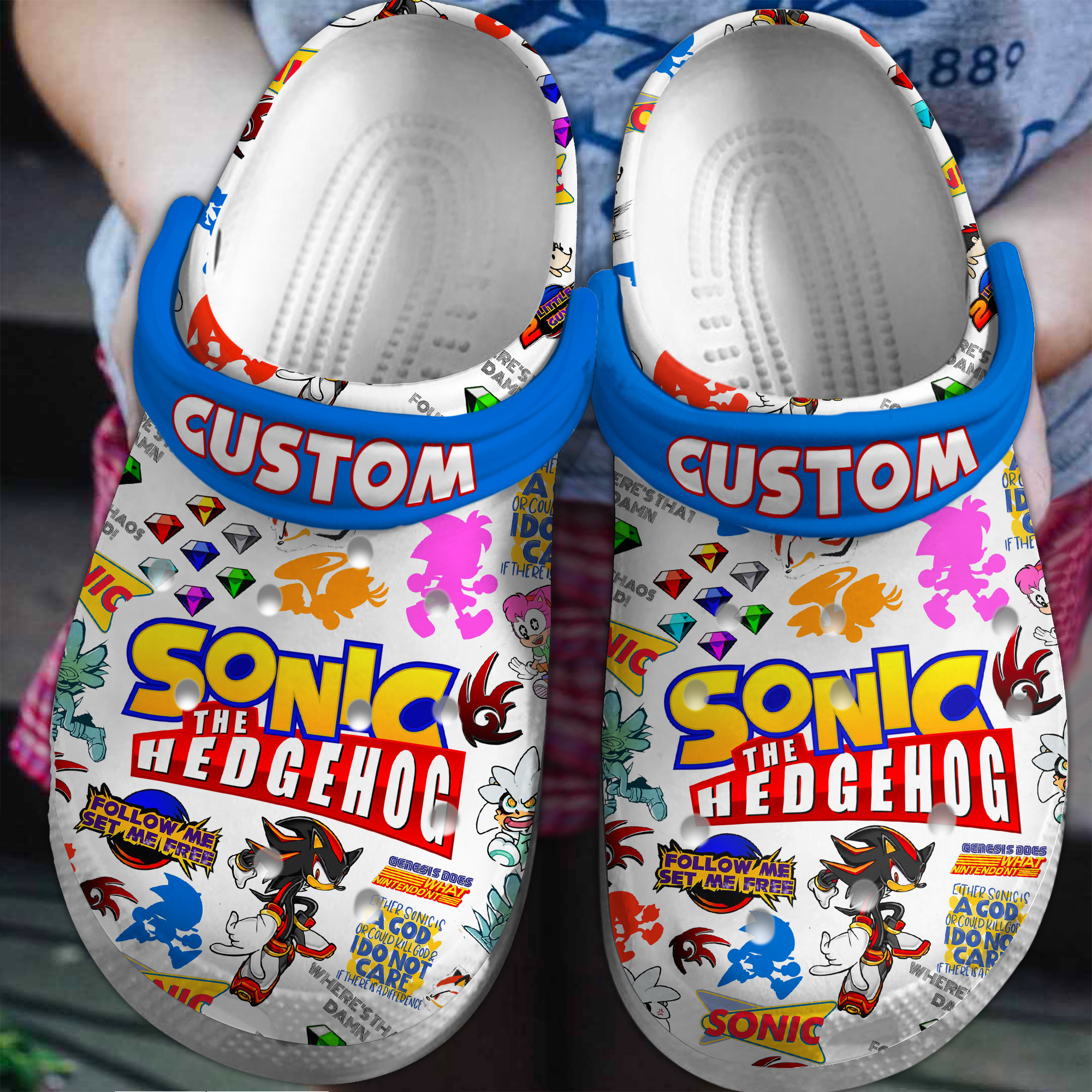 personalized cartoon clogs sonic the hedgehog white clogs cute and safe for outdoor play tmc7e