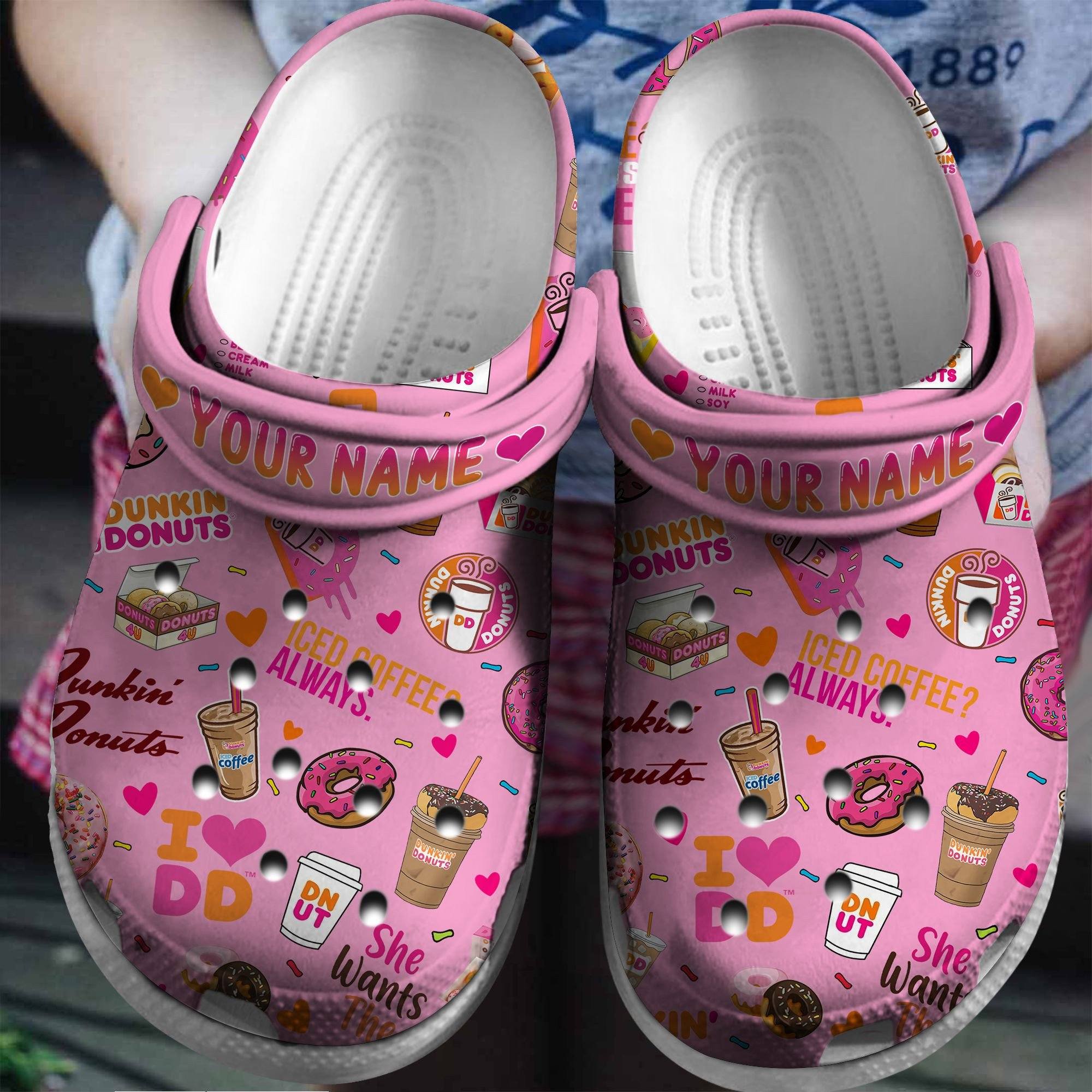 personalized sweet pink pumpkin donut 3d printed clogs for men and women d3sua